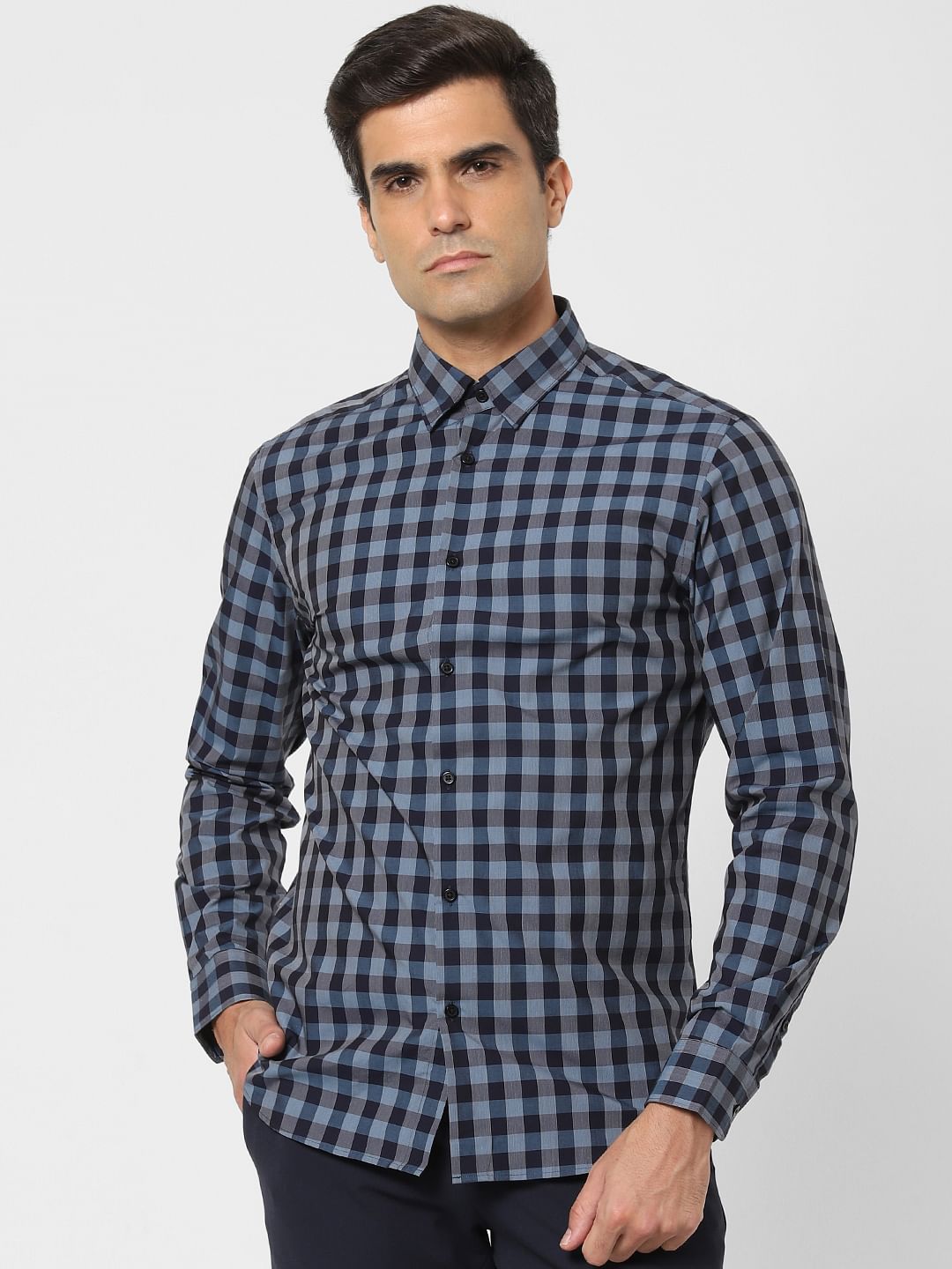 Blue Check Full Sleeves Shirt