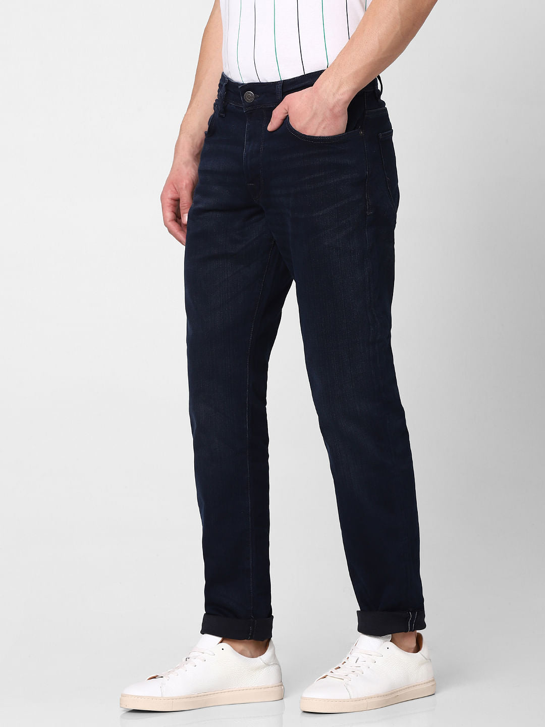 Black Scott Mid Rise Straight Fit Jeans
