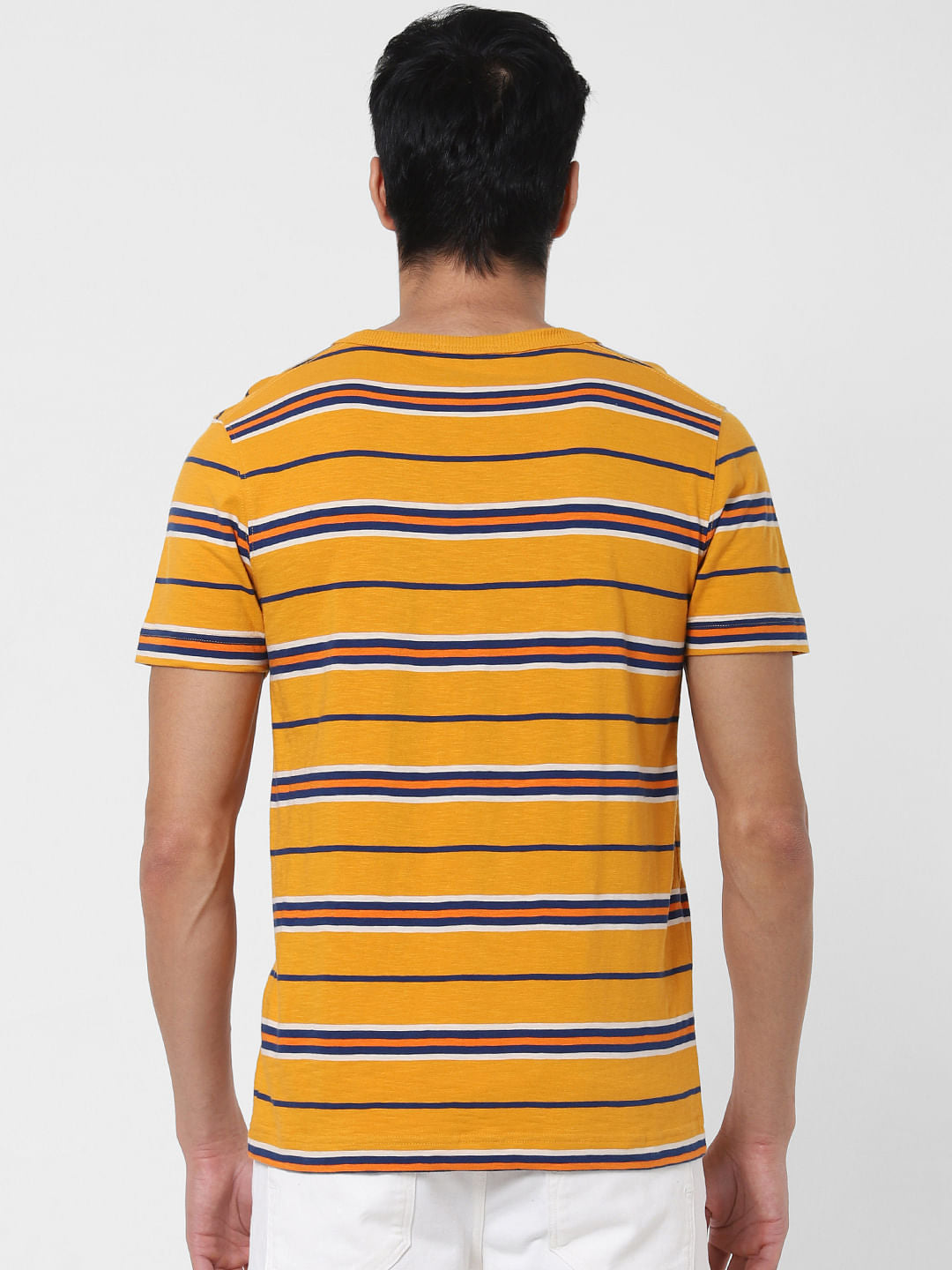 Mustard Striped Crew Neck T-Shirt