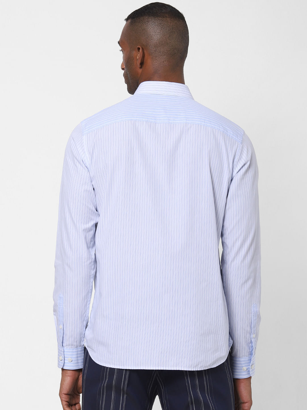 Blue Striped Formal Full Sleeves Shirt
