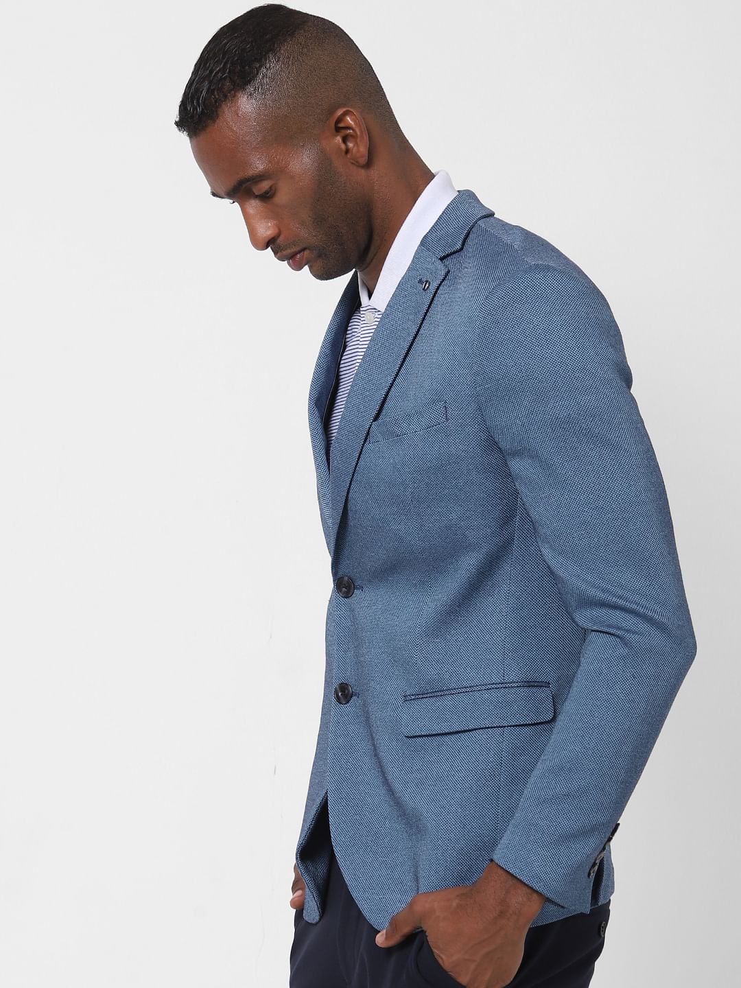 Light Blue Double Button Blazer