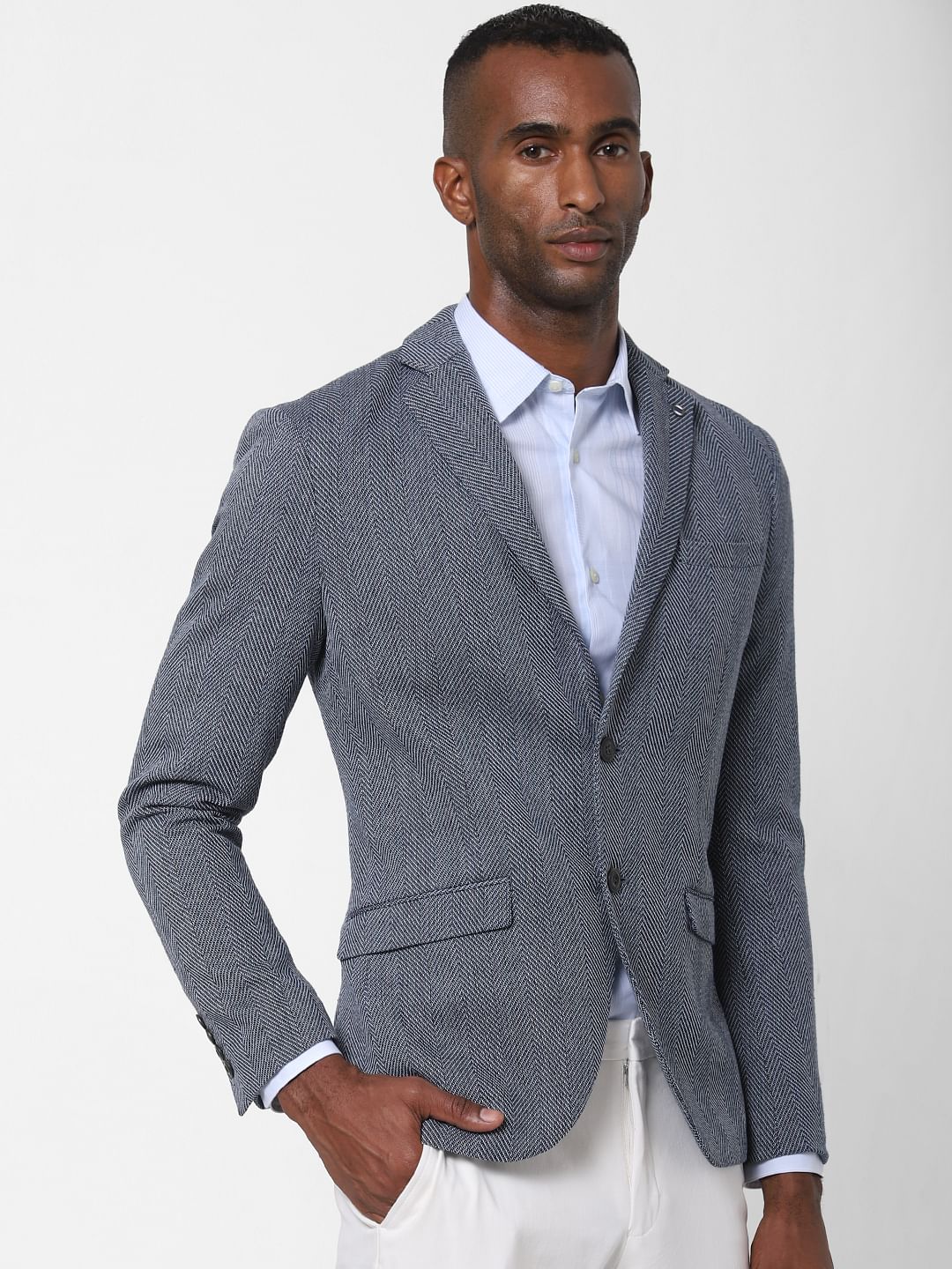 Dark Blue Double Button Blazer