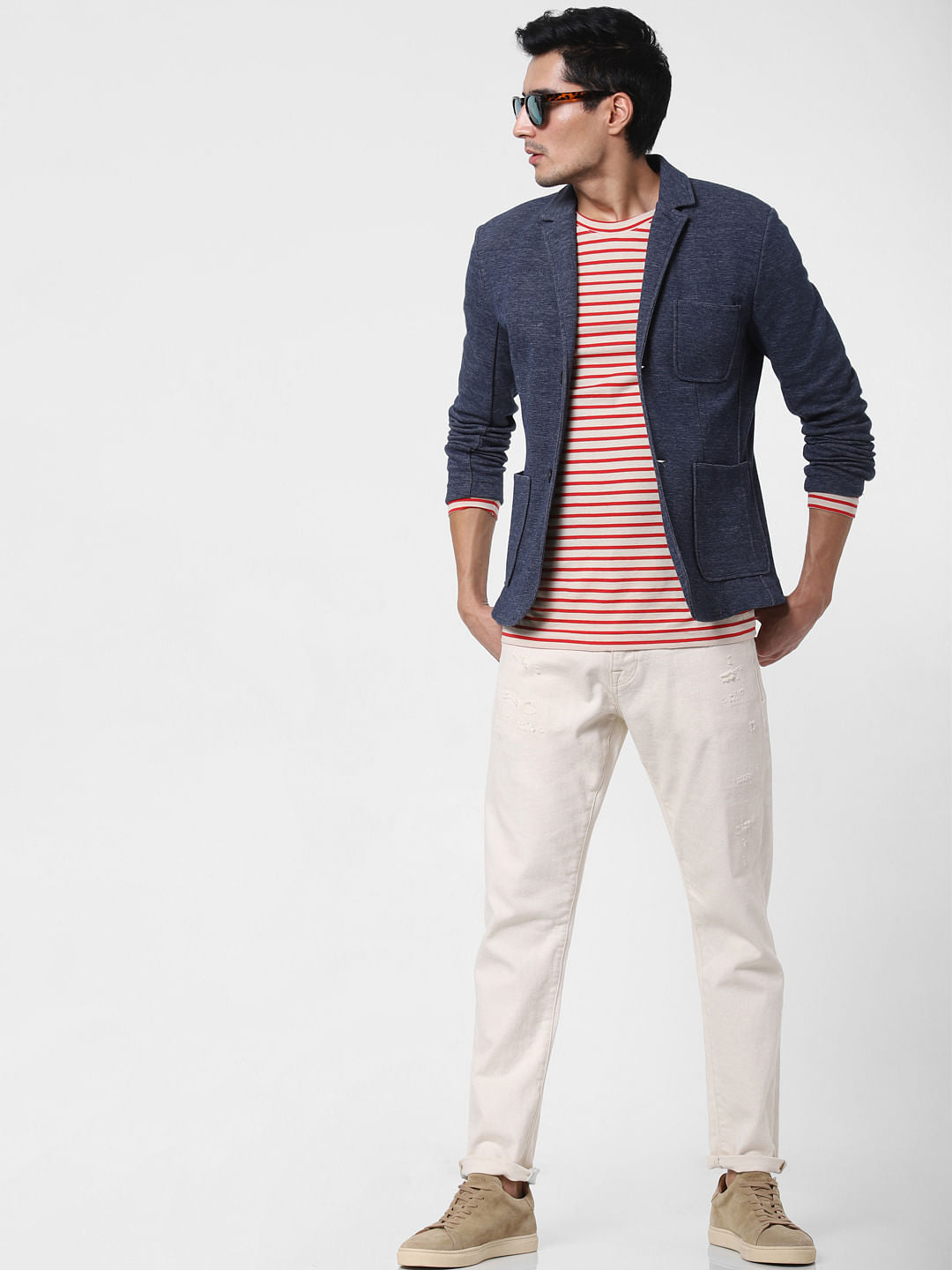Dark Blue Double Button Blazer