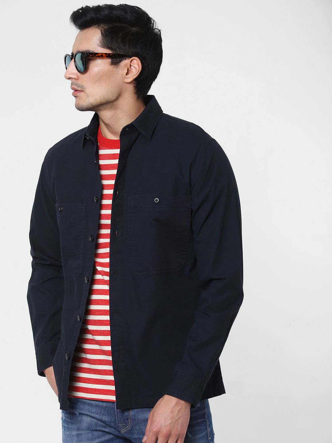Navy Blue Full Sleeves Shirt