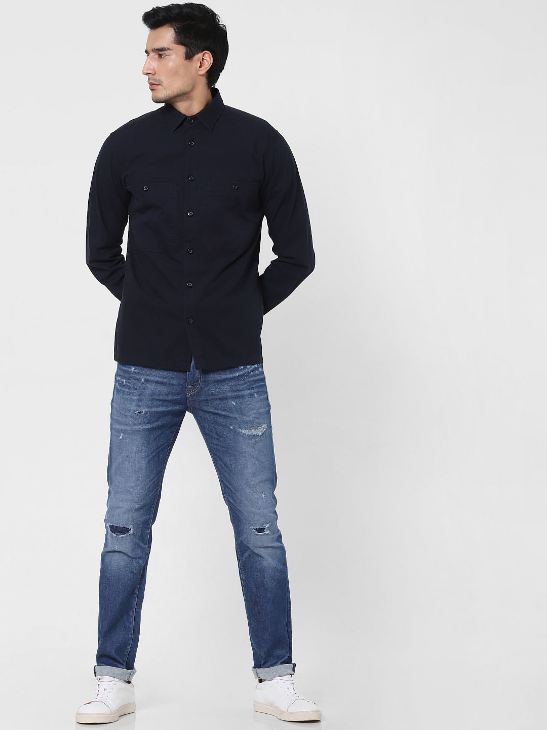 Navy Blue Full Sleeves Shirt
