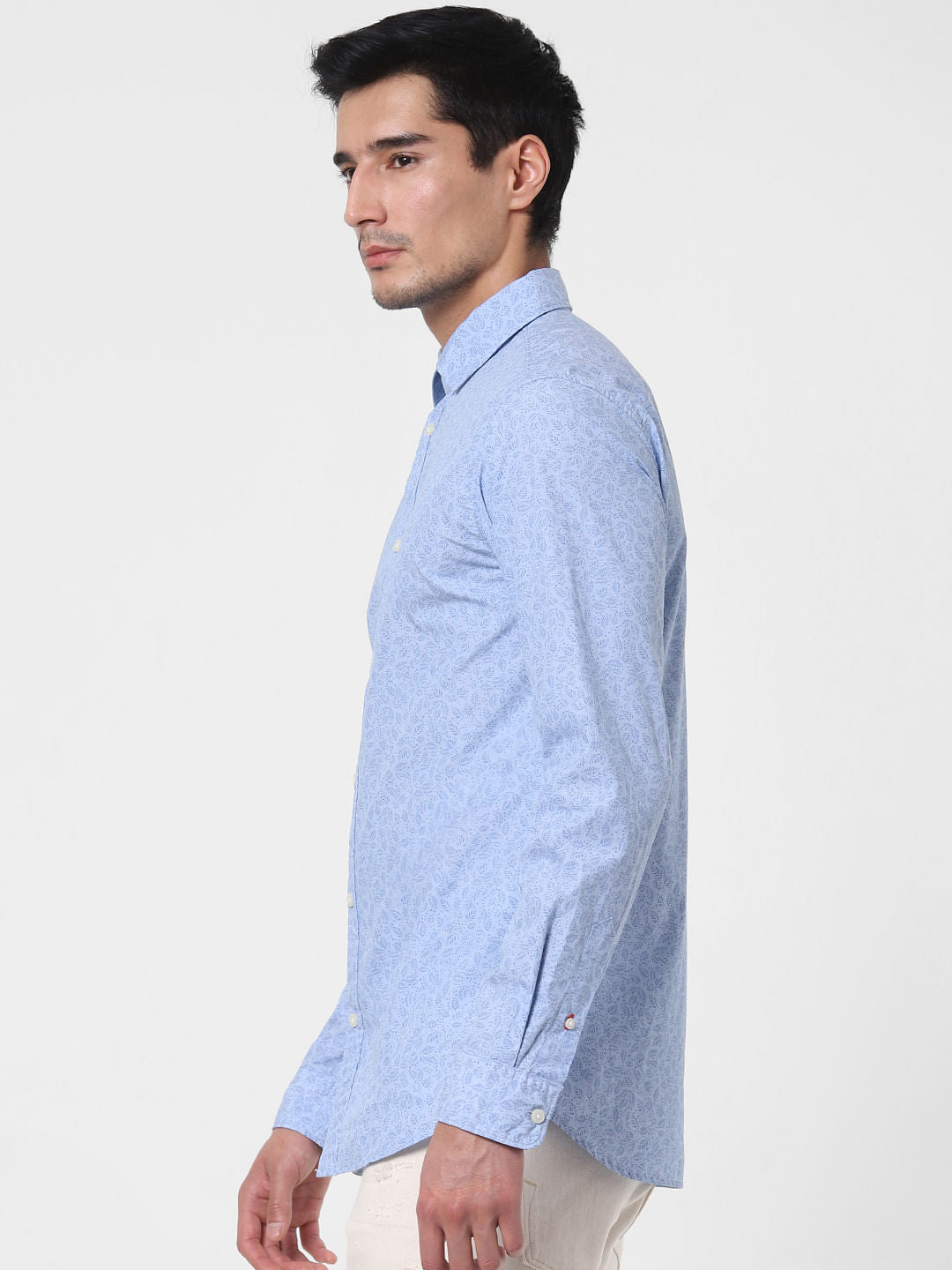 Light Blue Floral Print Shirt