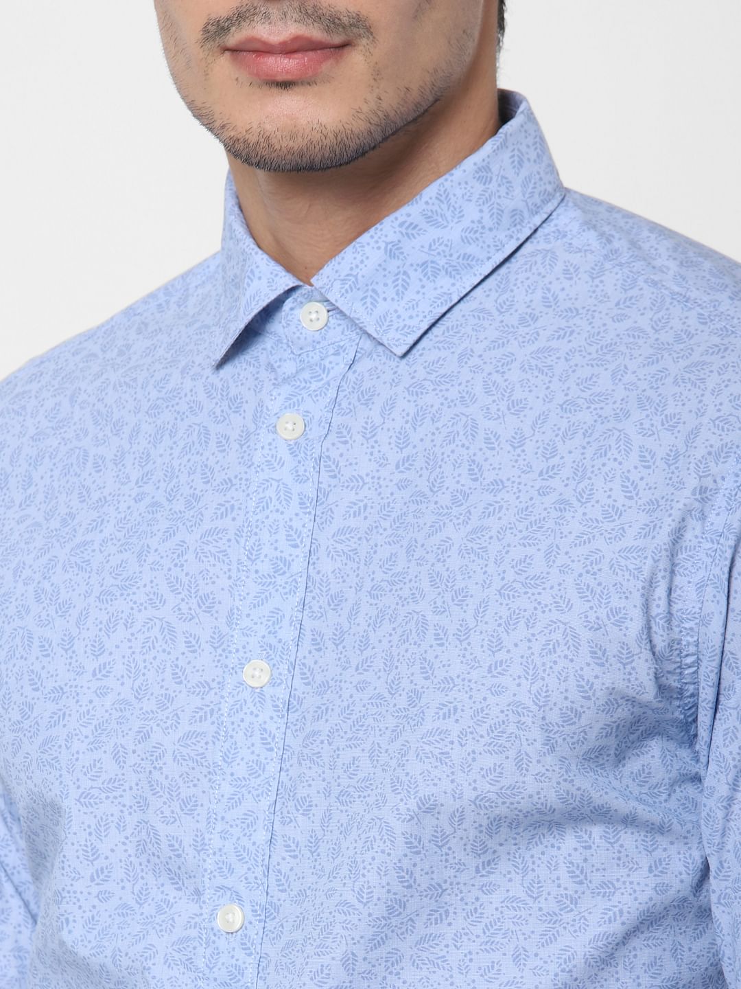 Light Blue Floral Print Shirt