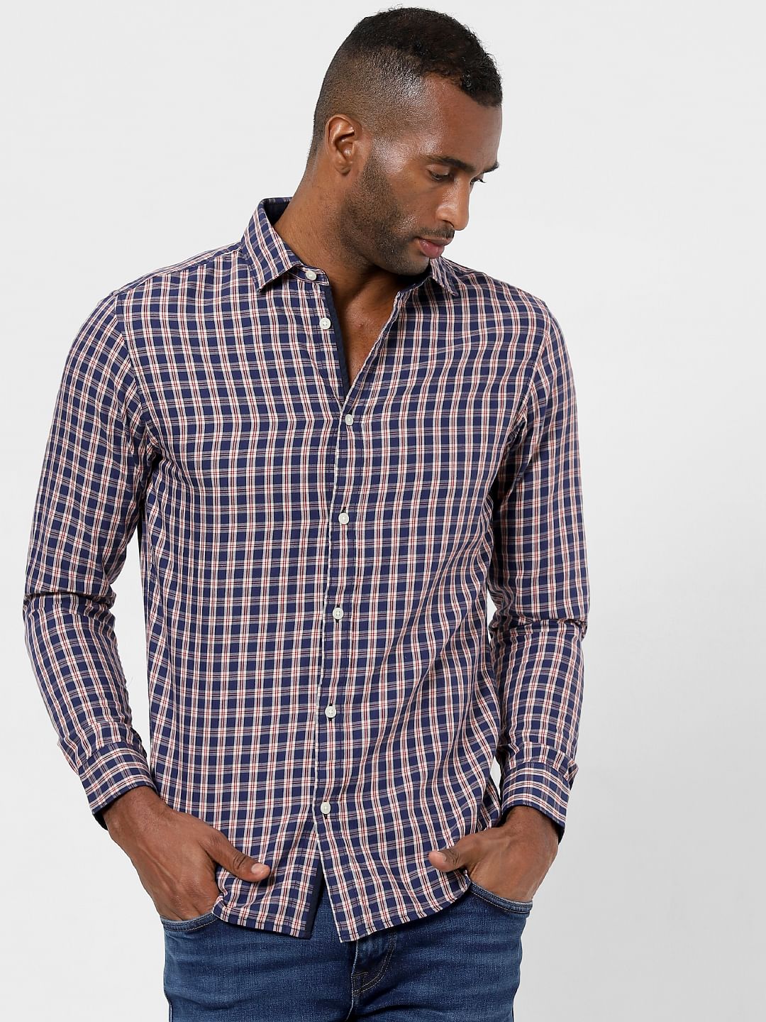 Red Check Print Full Sleeves Shirt