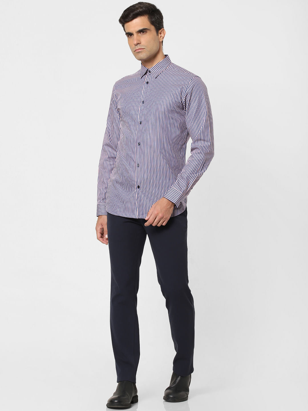 Blue Striped Full Sleeves Shirt