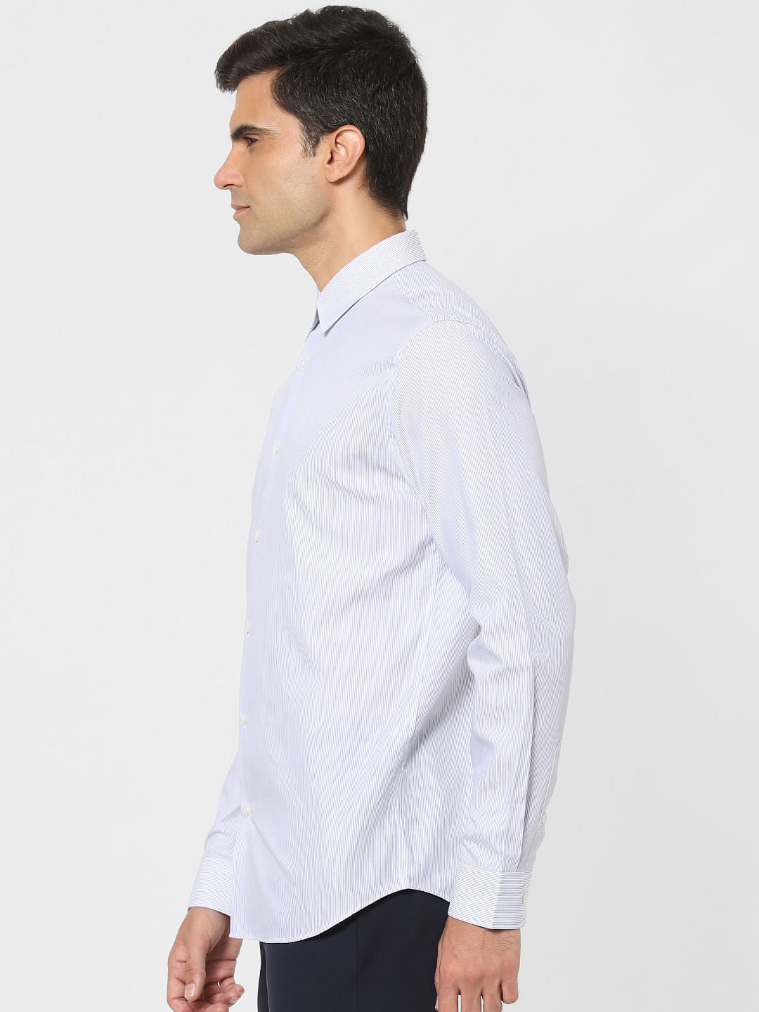 Light Blue Striped Full Sleeves Shirt