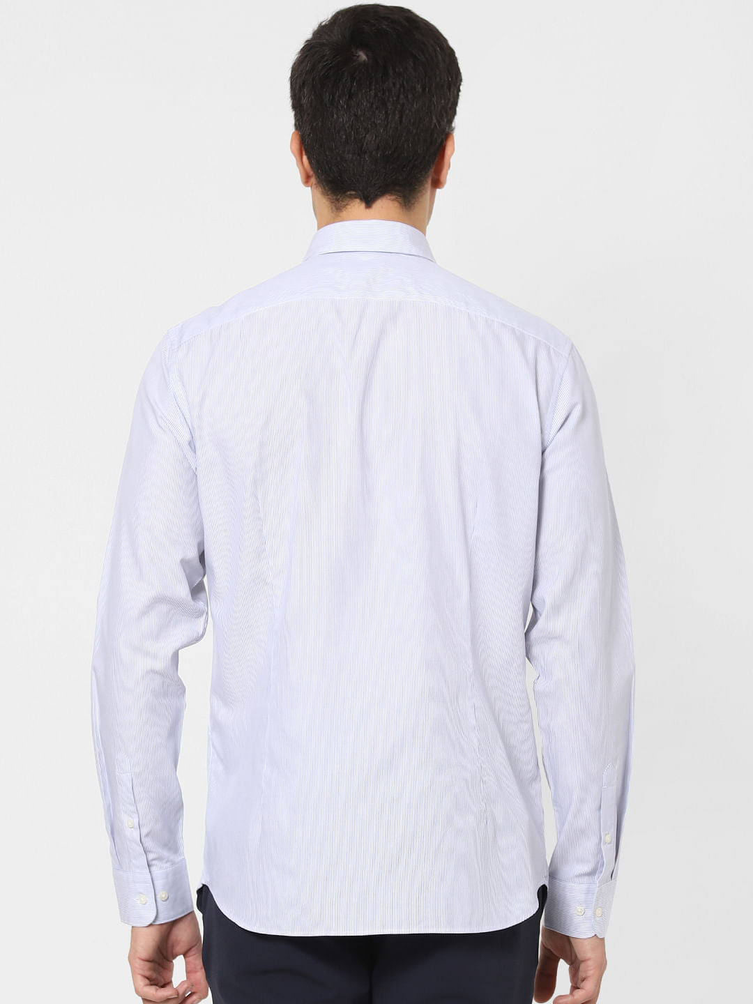 Light Blue Striped Full Sleeves Shirt