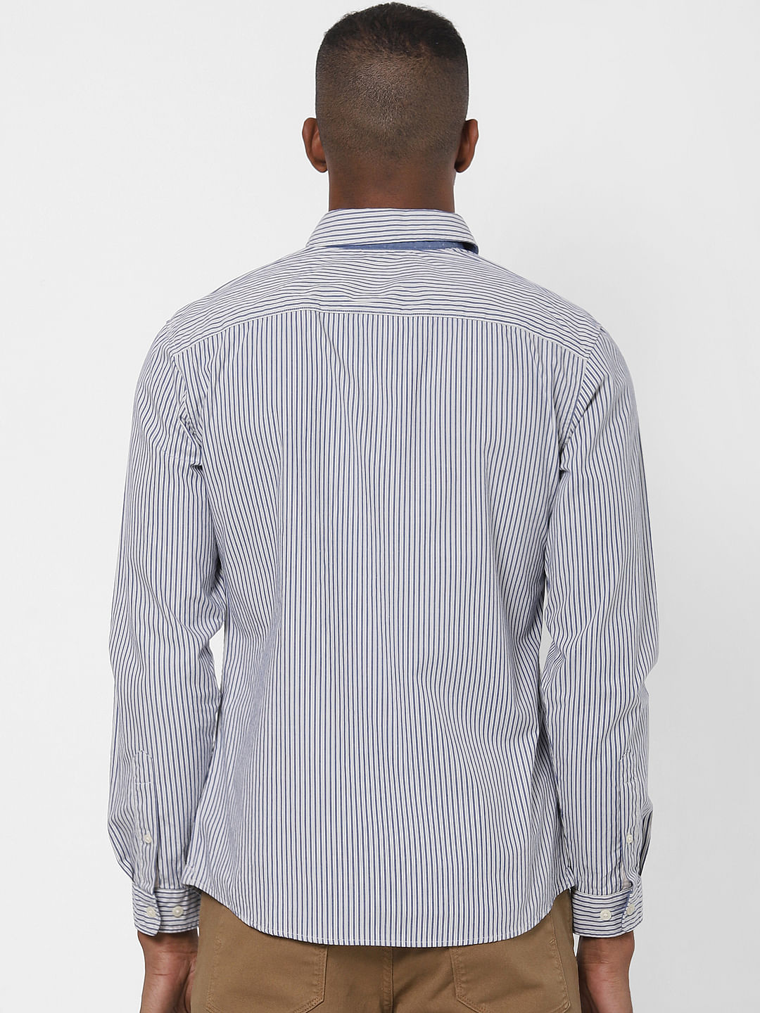 Blue Striped Full Sleeves Shirt