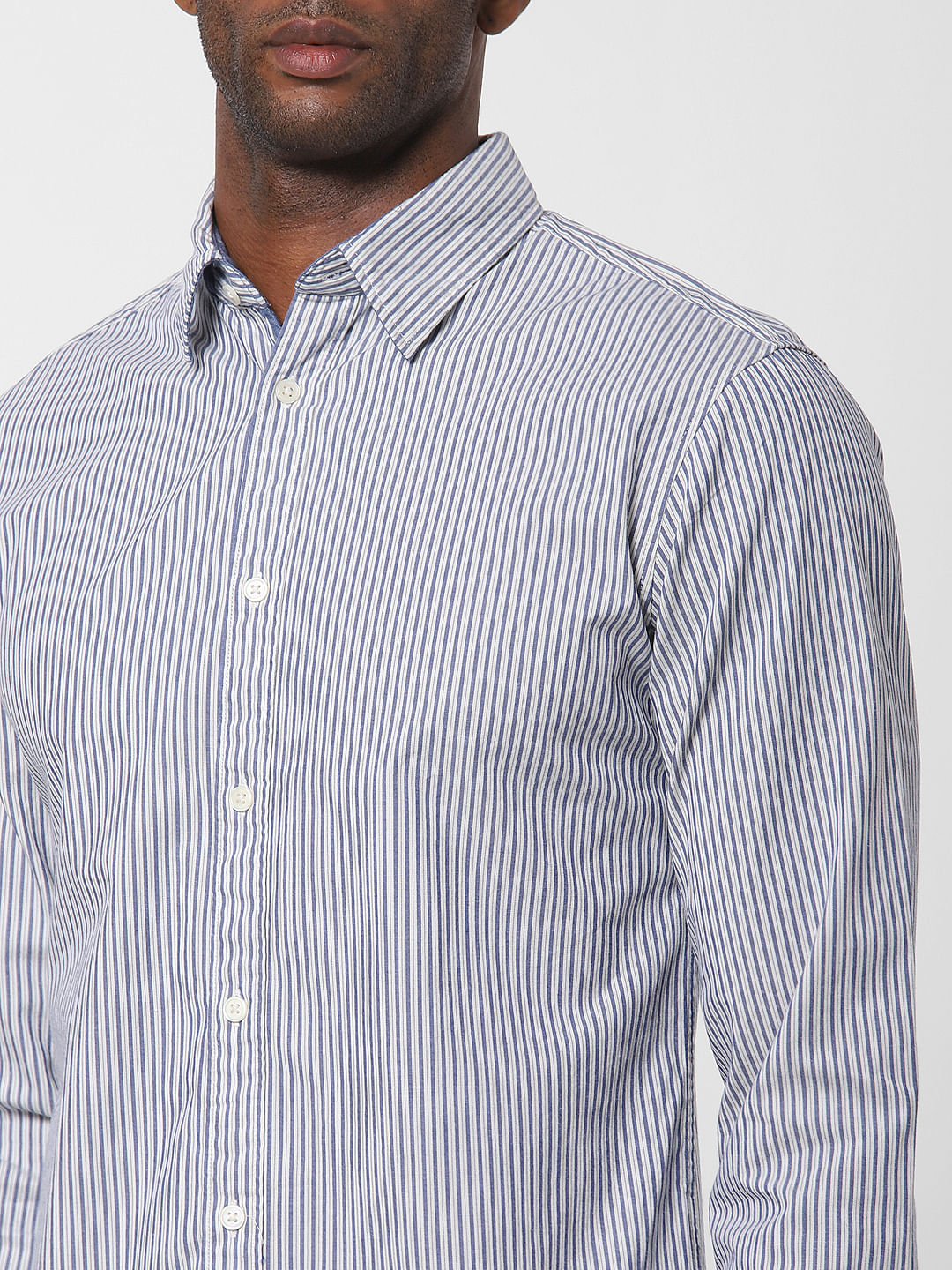 Blue Striped Full Sleeves Shirt