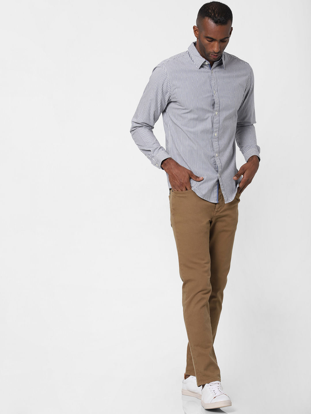 Blue Striped Full Sleeves Shirt