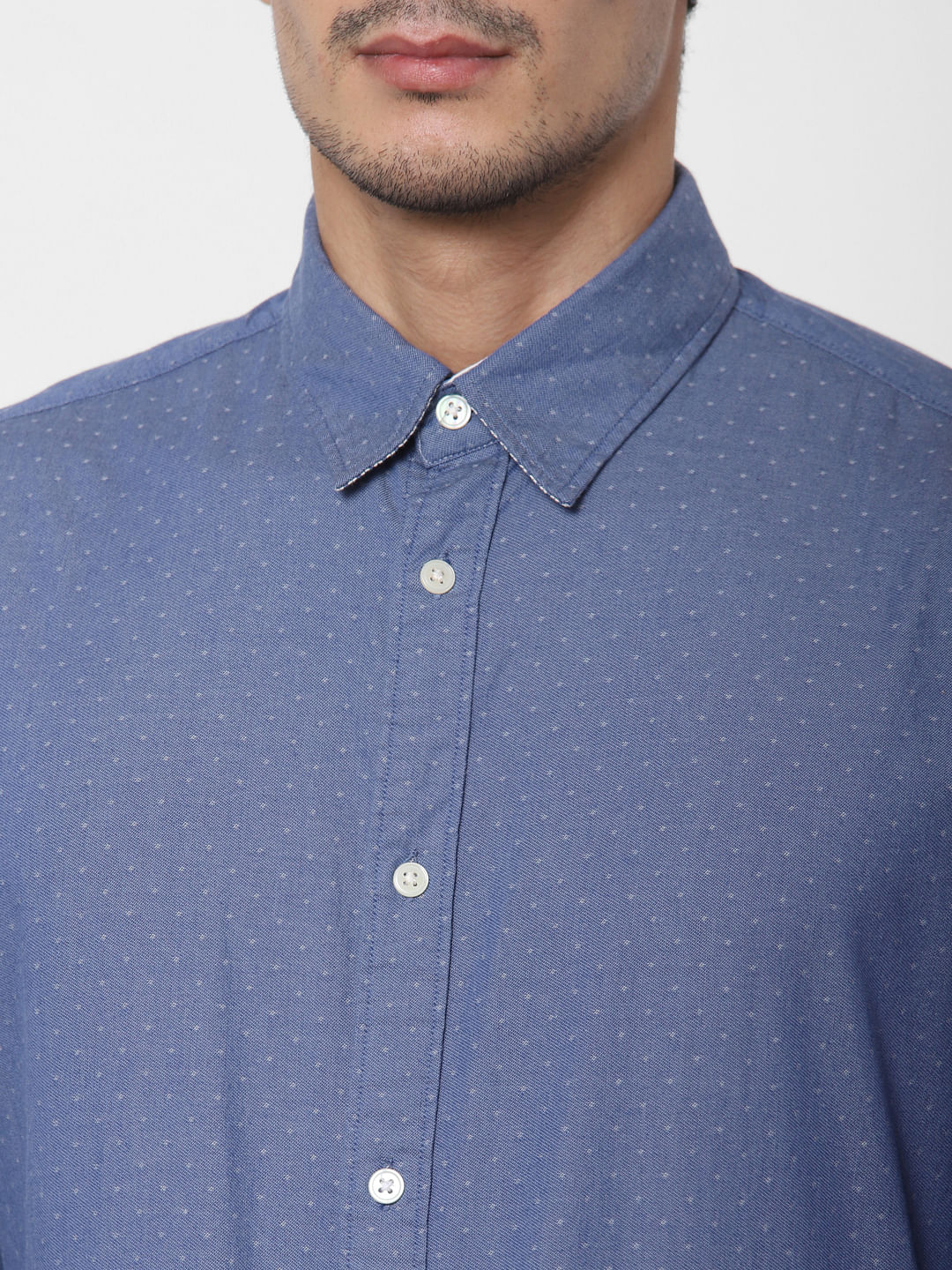 Blue All Over Print Full Sleeves Shirt