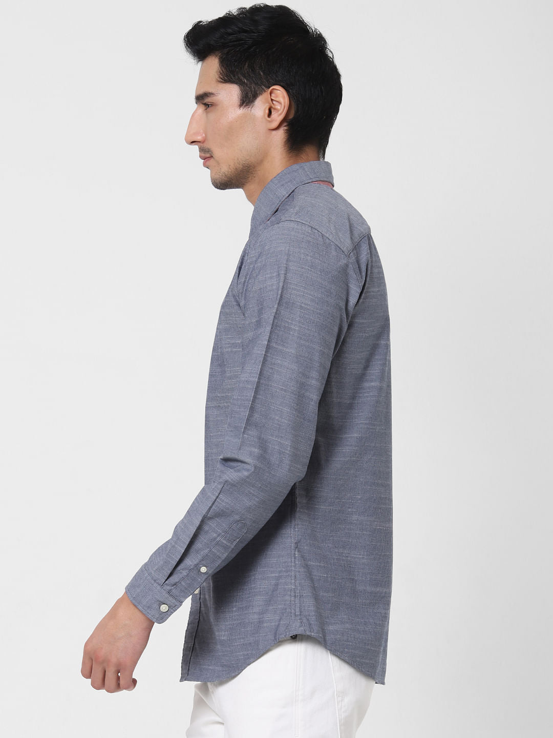 Blue Pinstriped Full Sleeves Shirt