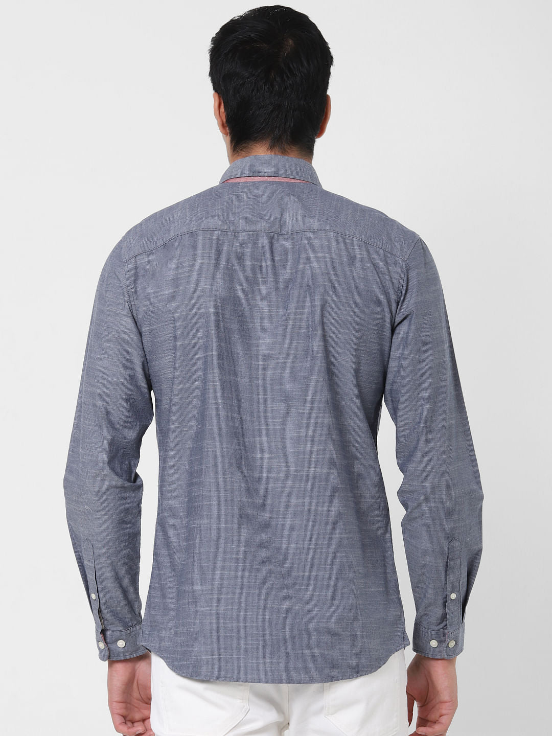 Blue Pinstriped Full Sleeves Shirt