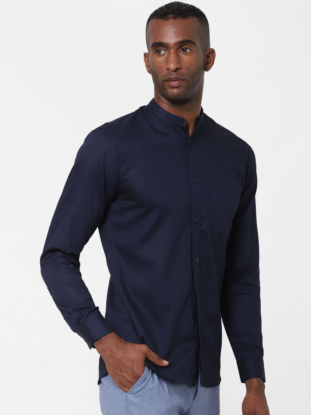 Navy Blue Formal Full Sleeves Shirt