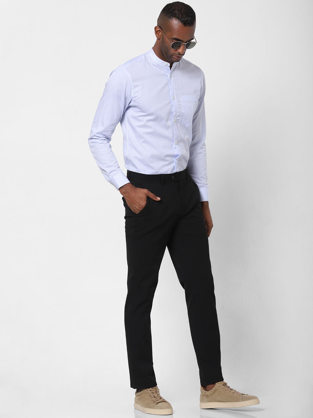 Blue Striped Formal Full Sleeves Shirt