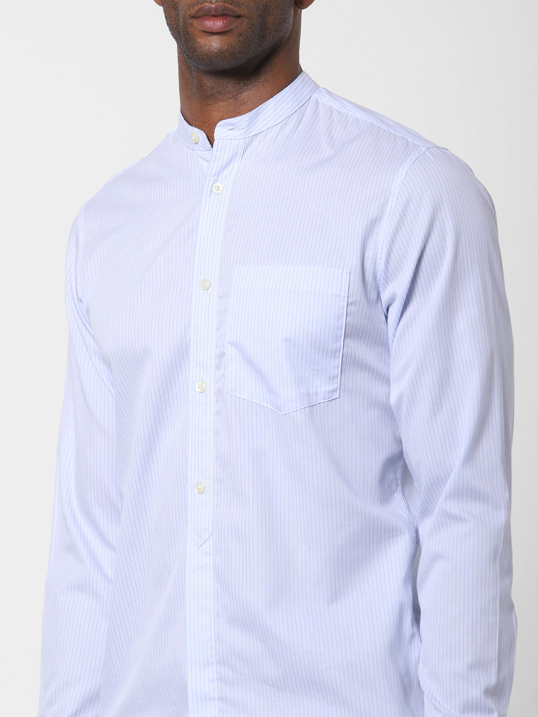 Blue Striped Formal Full Sleeves Shirt