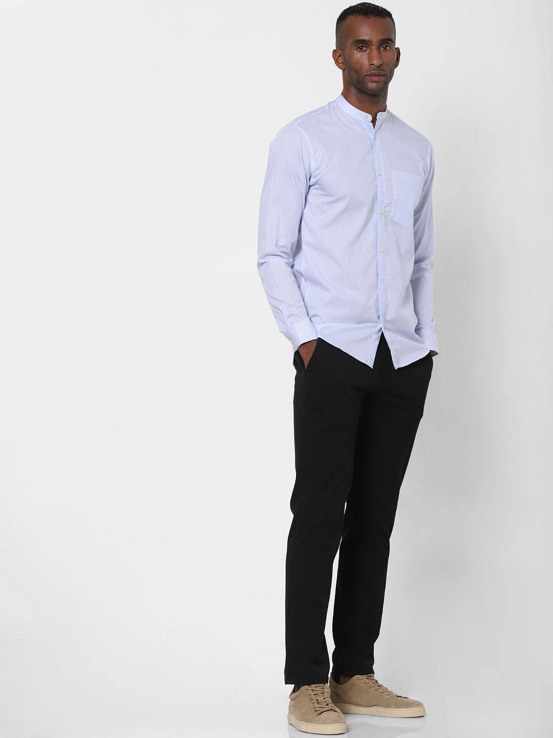Blue Striped Formal Full Sleeves Shirt
