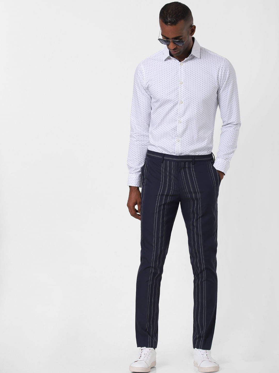 White All Over Print Formal Shirt