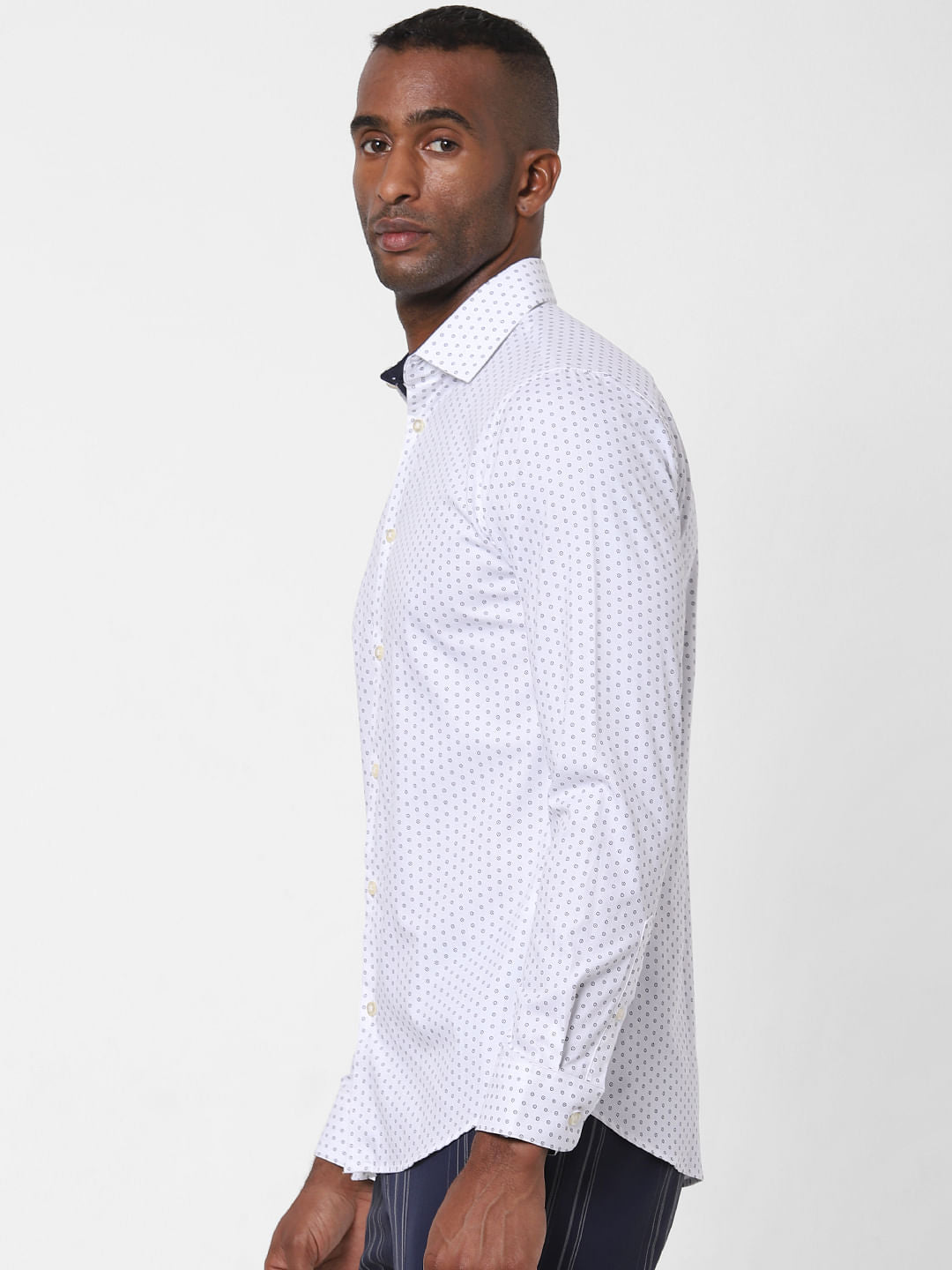 White All Over Print Formal Shirt