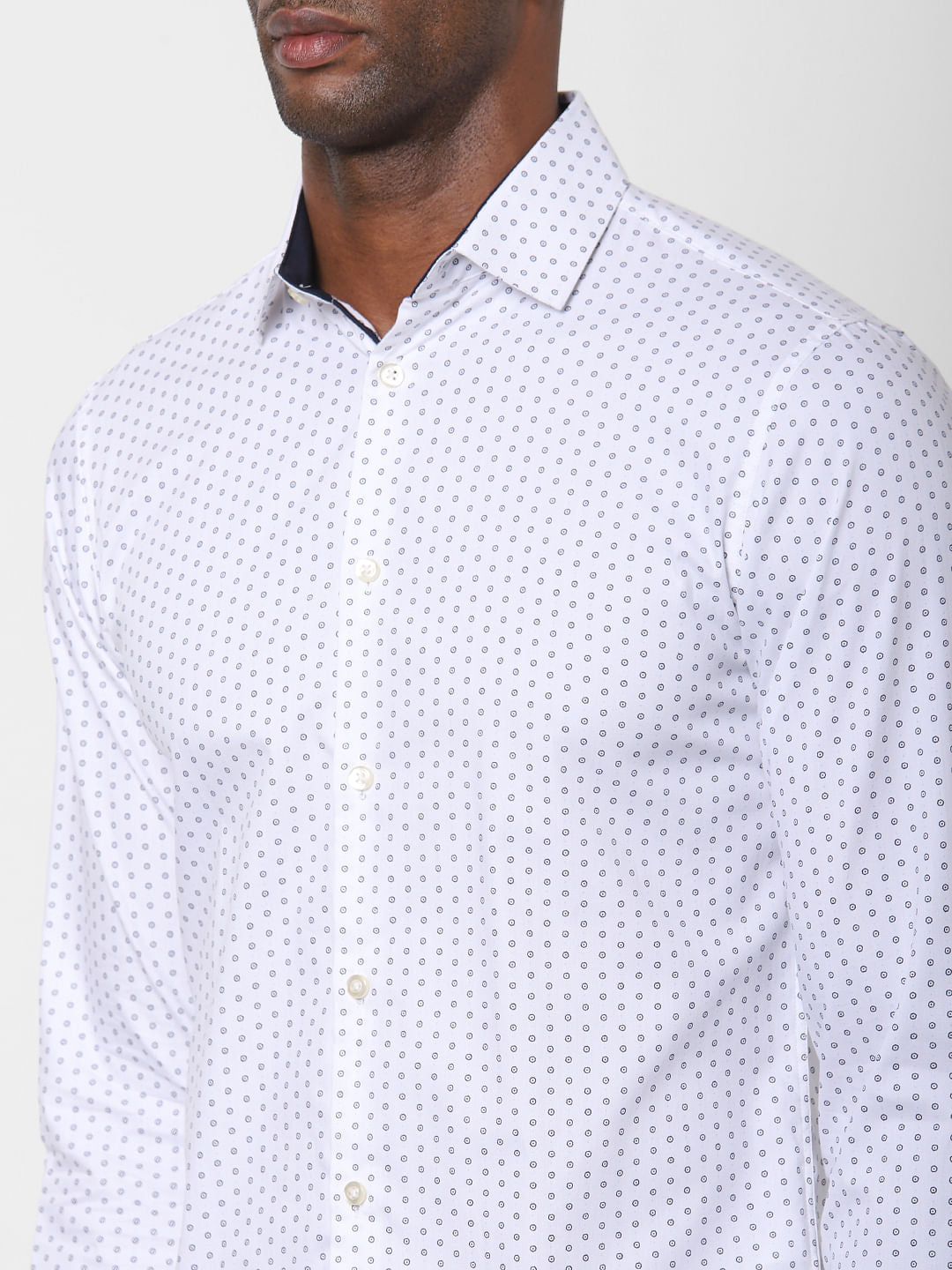 White All Over Print Formal Shirt