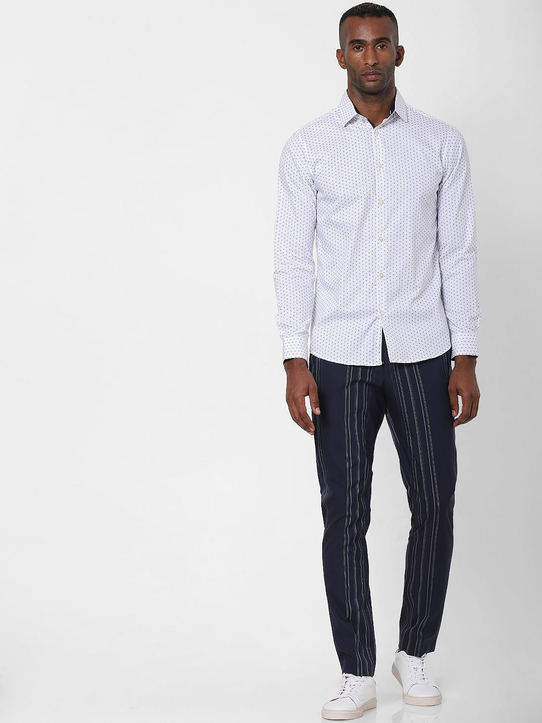 White All Over Print Formal Shirt