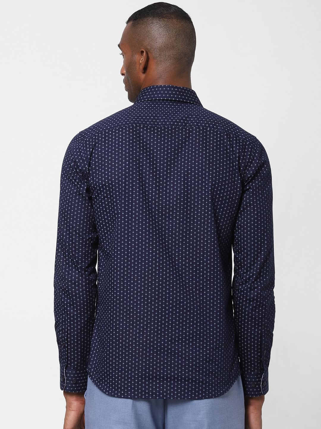 Blue All Over Print Formal Shirt