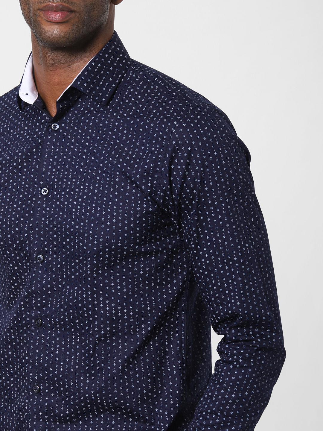 Blue All Over Print Formal Shirt