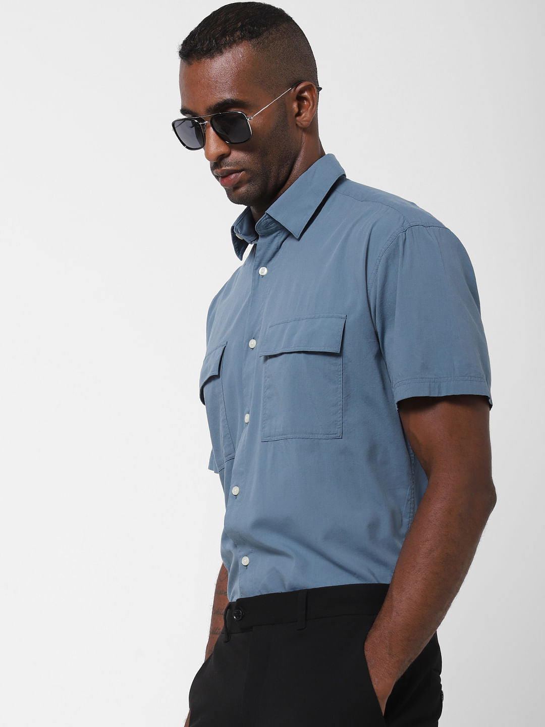 Blue Short Sleeves Shirt