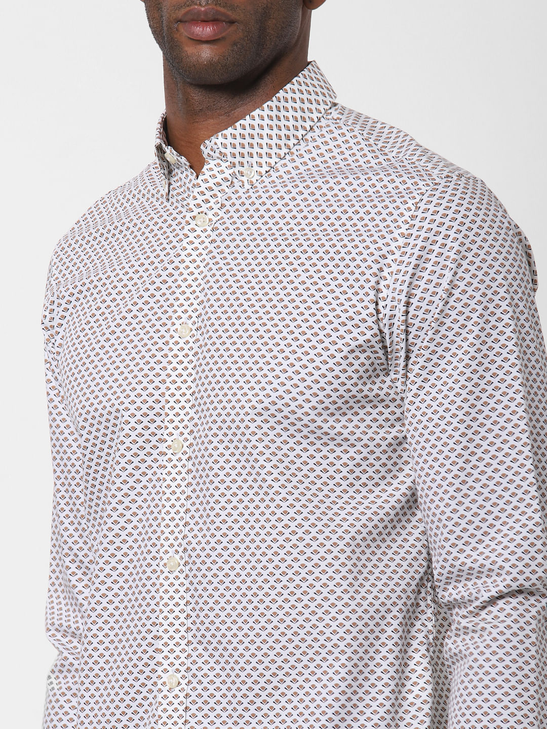 White All Over Print Formal Shirt