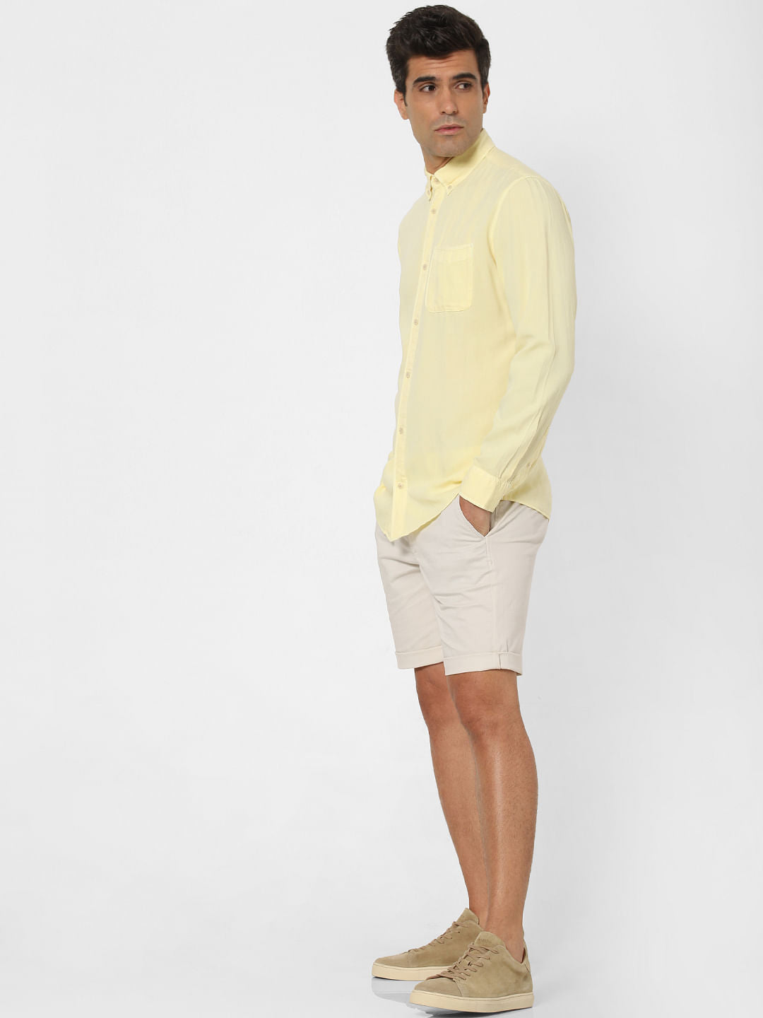 Pastel Yellow Full Sleeves Shirt