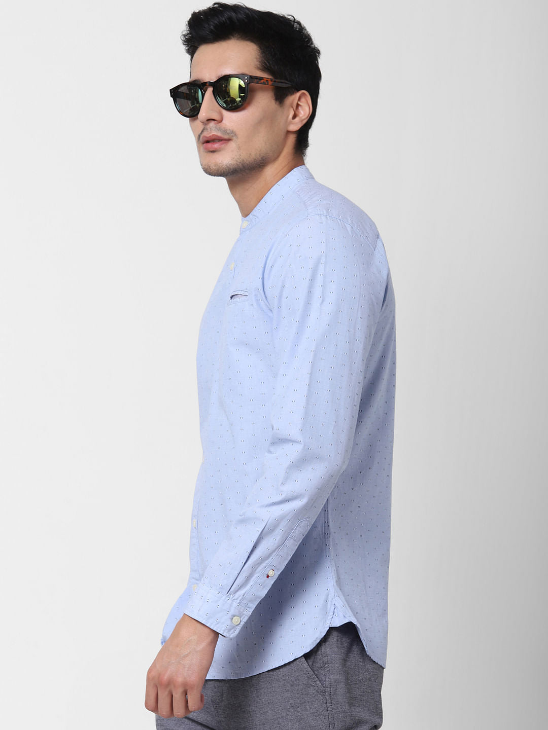 Blue Printed Full Sleeves Shirt