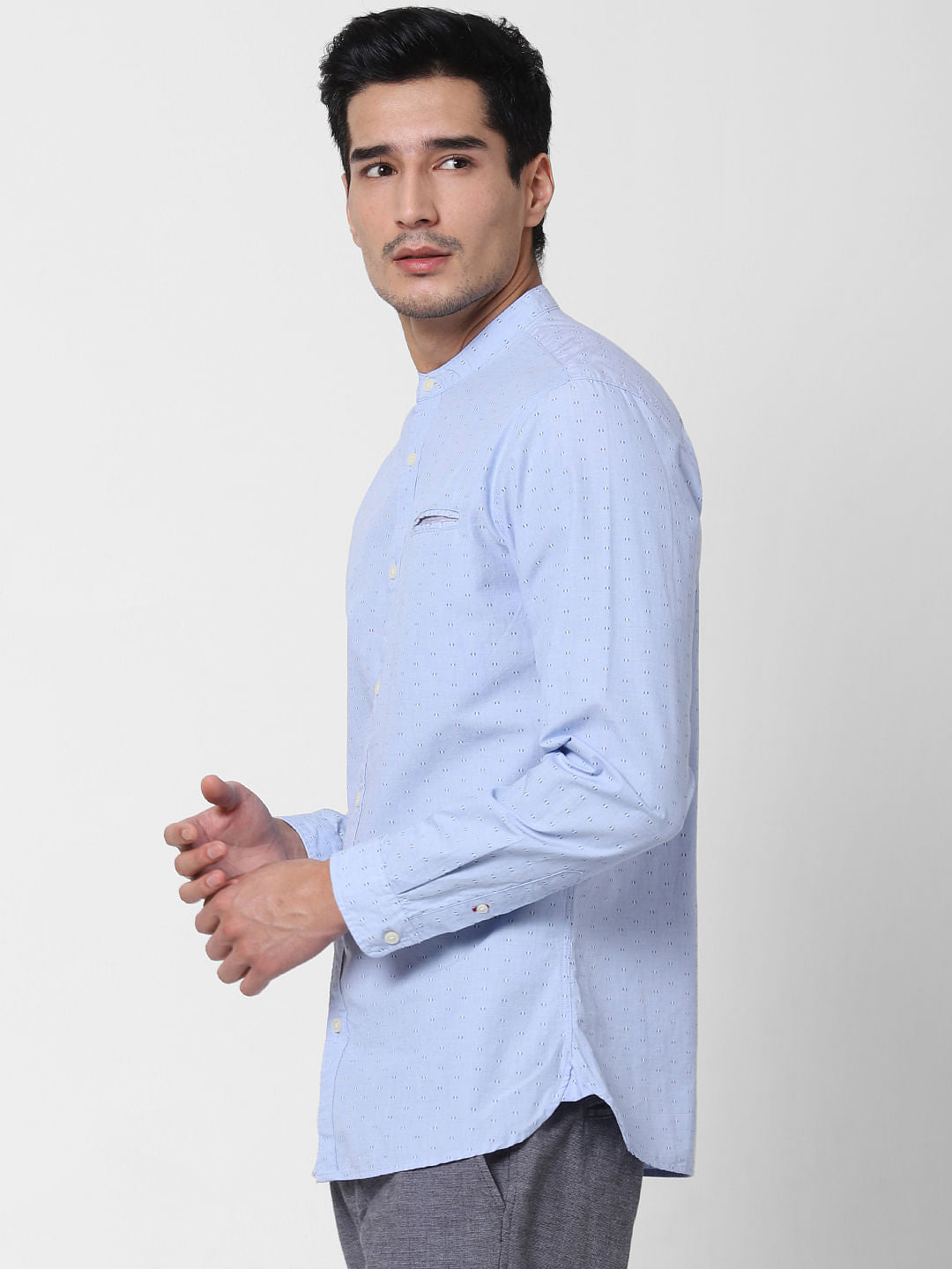 Blue Printed Full Sleeves Shirt