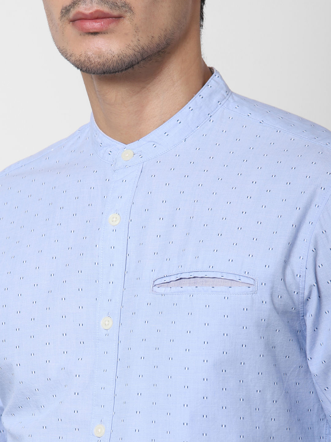 Blue Printed Full Sleeves Shirt