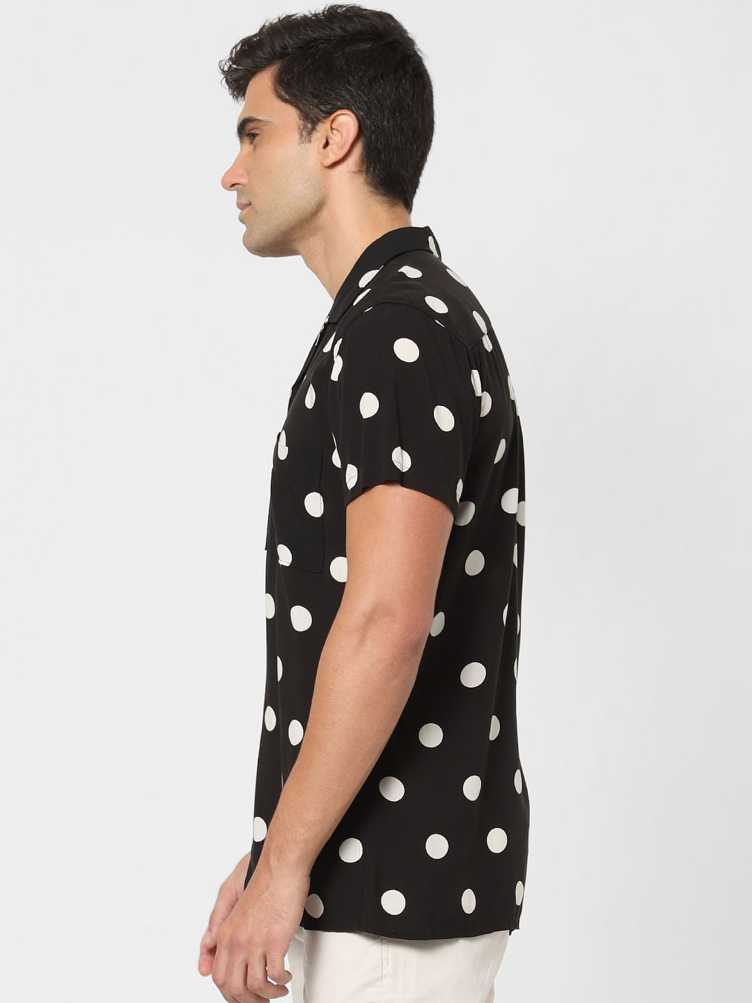 Black Polka Dot Short Sleeves Shirt