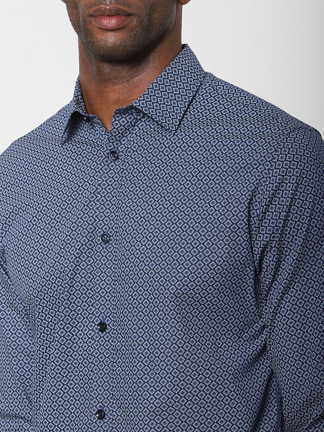 Blue Printed Full Sleeves Shirt