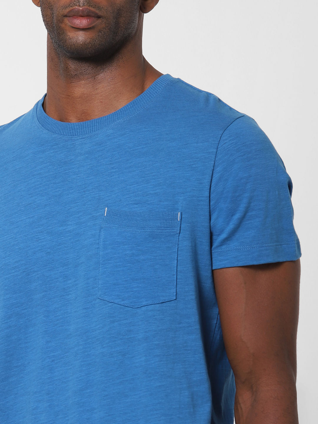 Blue Chest Pocket Crew Neck T-Shirt