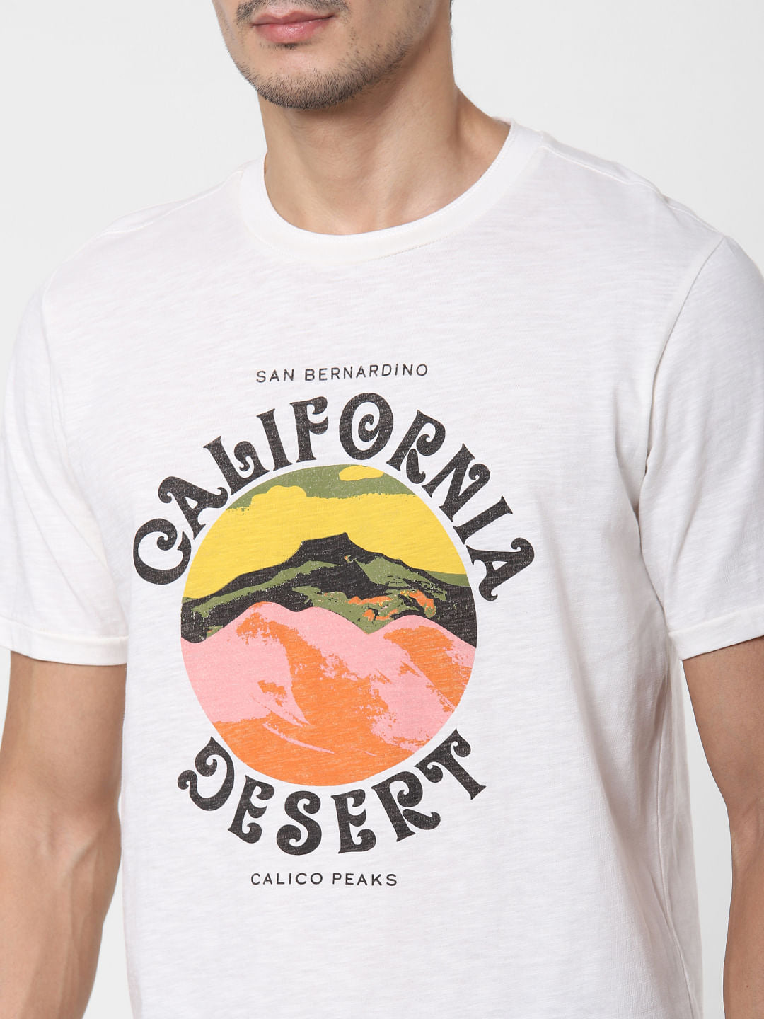White Graphic Print Crew Neck T-Shirt