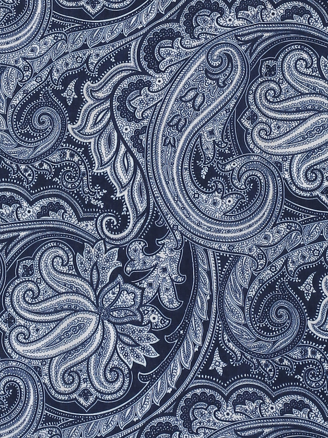 Blue Paisley Print Linen Pocket Square