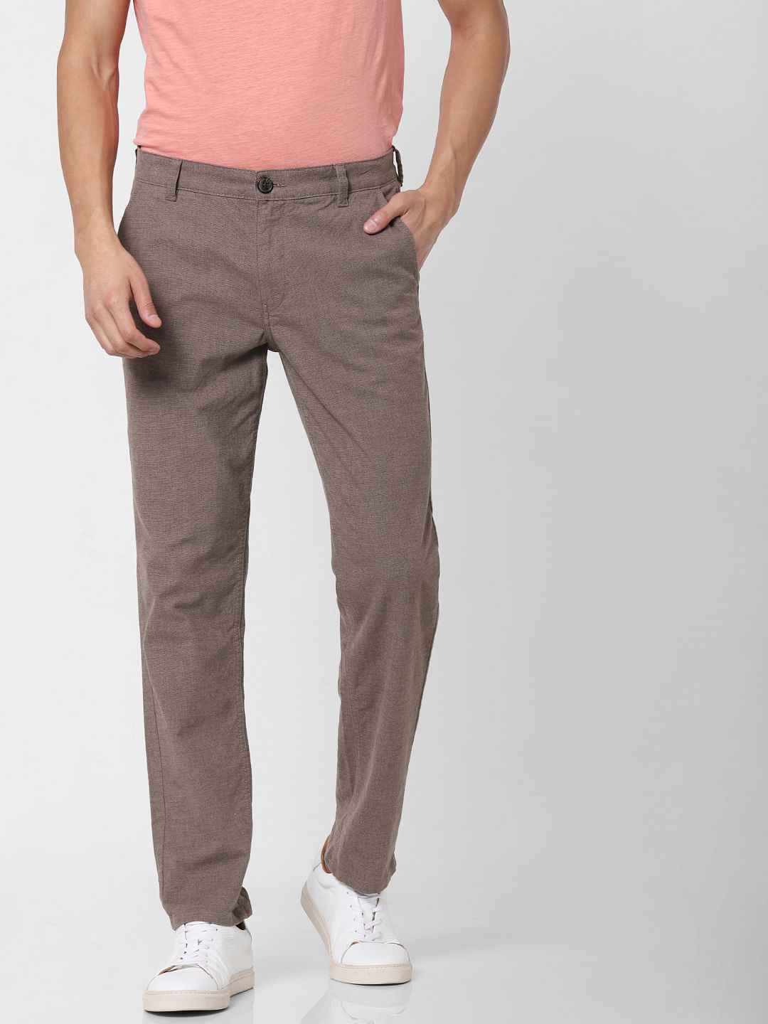 Brown Mid Rise Slim Fit Chinos