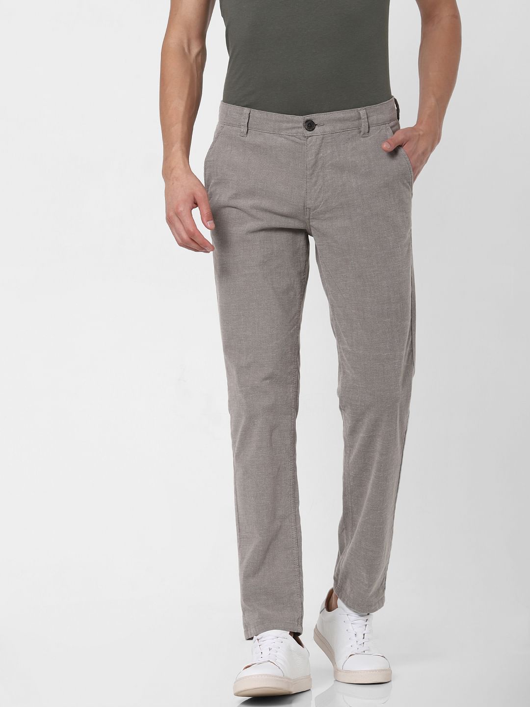 Beige Mid Rise Slim Fit Chinos