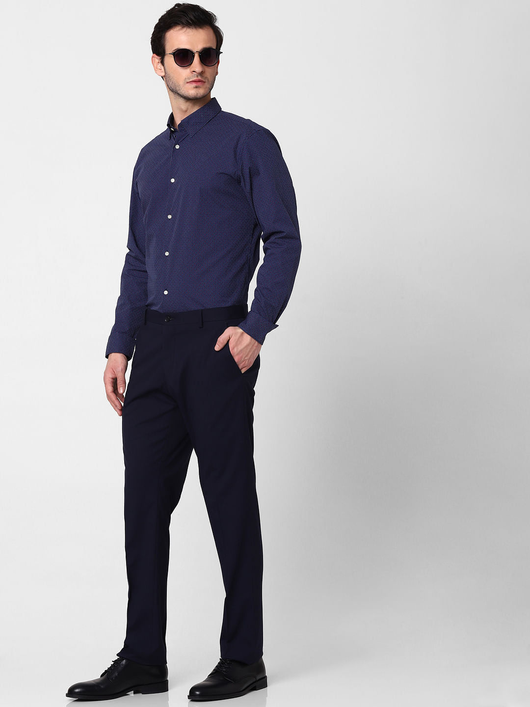 Dark Blue All Over Print Full Sleeves Shirt