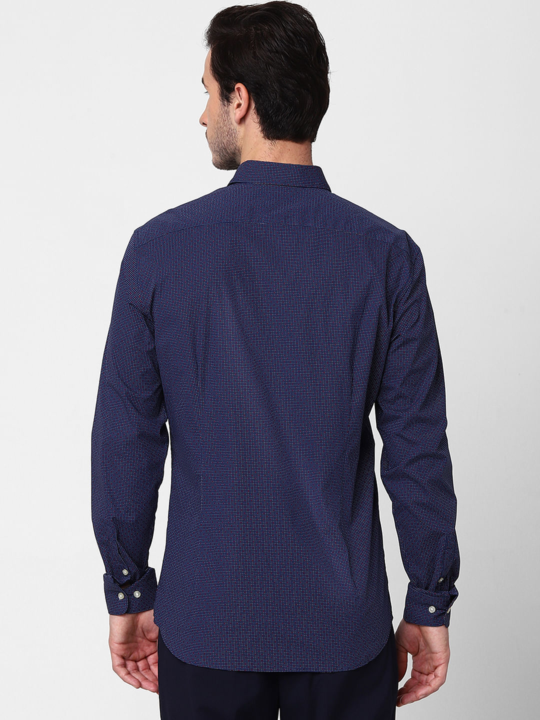 Dark Blue All Over Print Full Sleeves Shirt