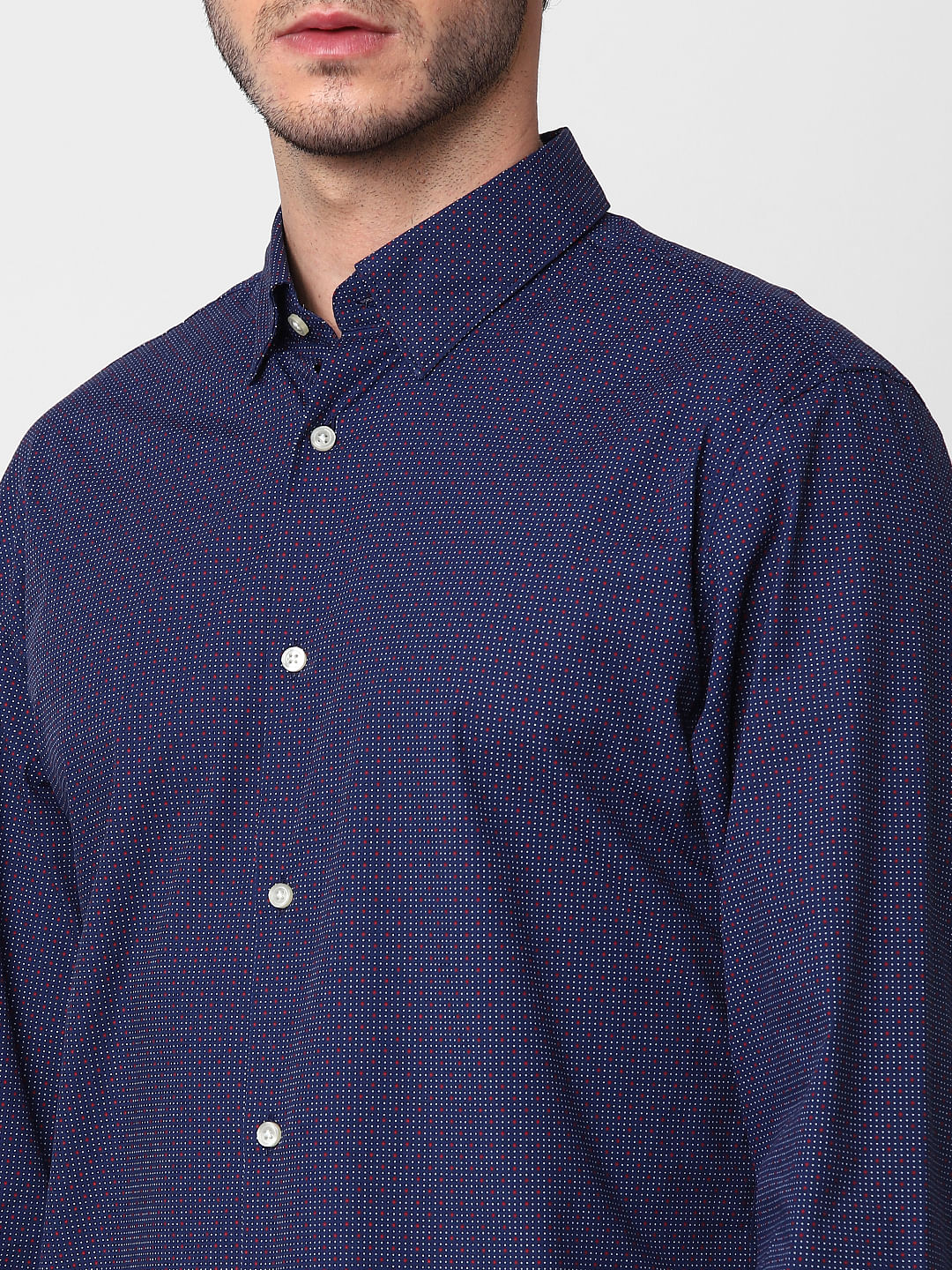 Dark Blue All Over Print Full Sleeves Shirt