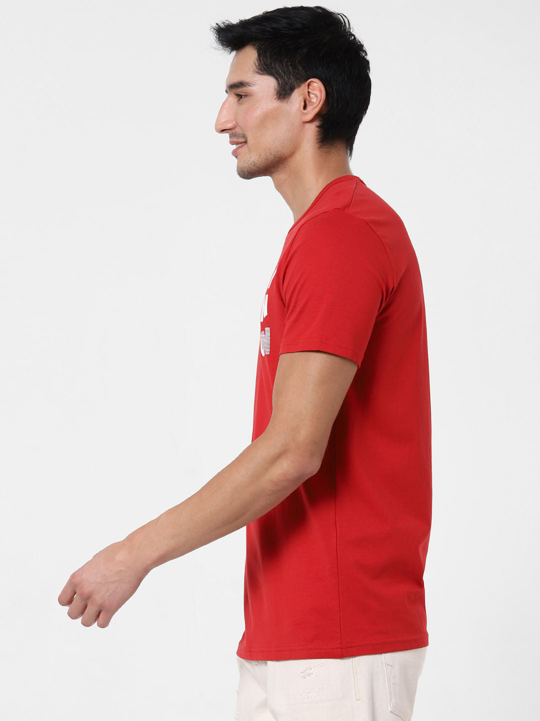 Red Text Print Crew Neck T-Shirt