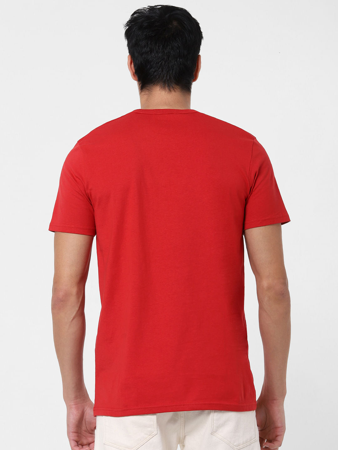 Red Text Print Crew Neck T-Shirt