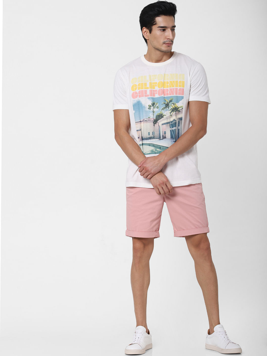White Graphic Print Crew Neck T-Shirt